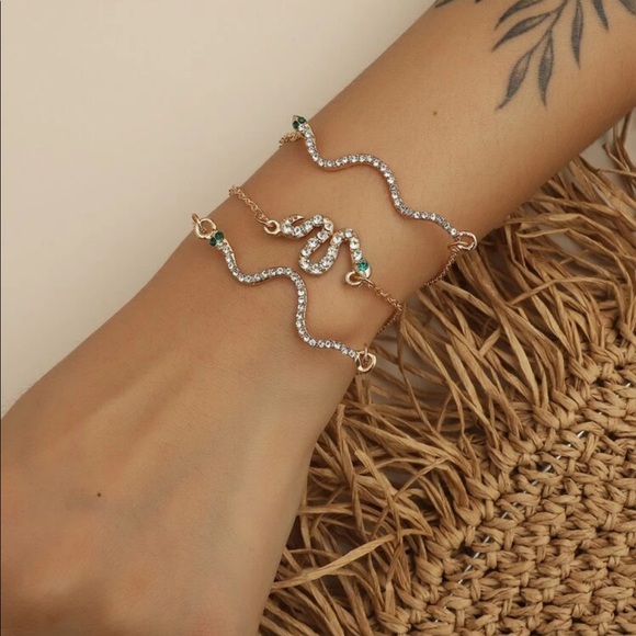 Jewelry - 3 Pc. Rhinestone Snake Bracelet Set
